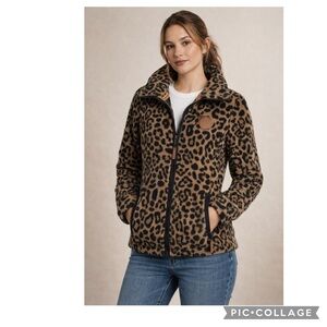 HORSEWARE IRELAND LEOPARD PRINT FLEECE JACKET